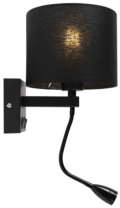 Nowoczesna lampa ścienna czarna z czarnym kloszem - Brescia Nowoczesny Oswietlenie wewnetrzne