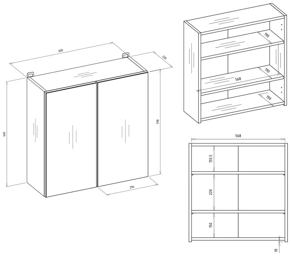 Kaszmirowa lustrzana szafka podwójna A9-M13