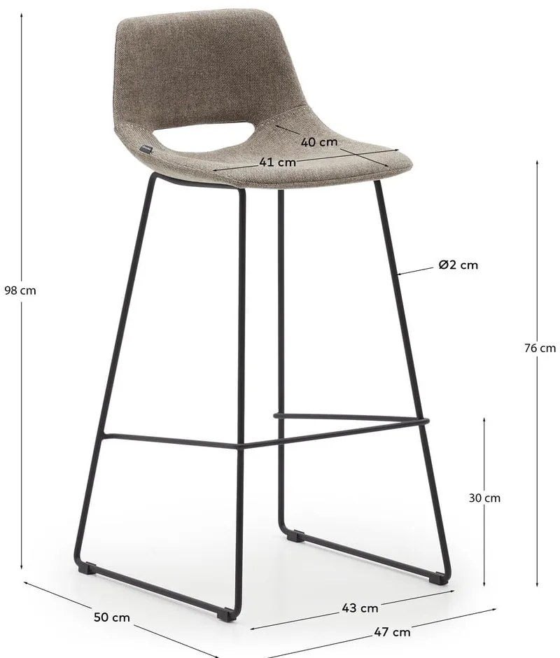 Jasnobrązowy hoker (wysokość siedziska 76 cm) Zahara – Kave Home