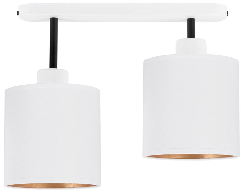 Lampa sufitowa biała dwupunktowy spot z białymi abażurami C-3306WE-WEW