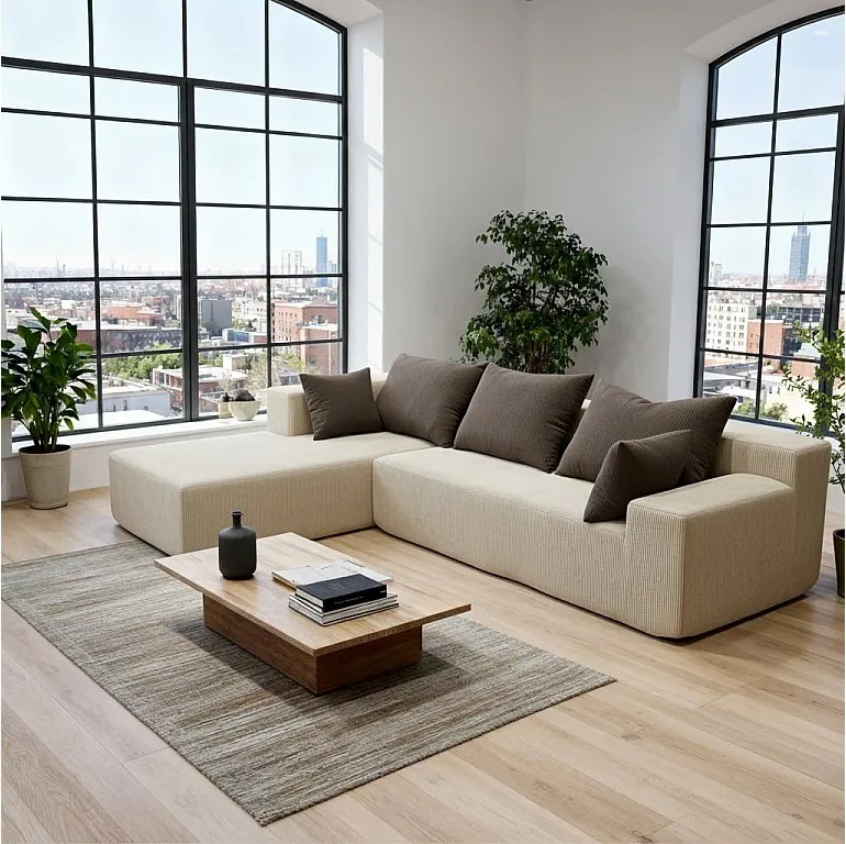 Coco Living Sofa do salonu Luna 3-osobowa – piaskowy brąz lewa