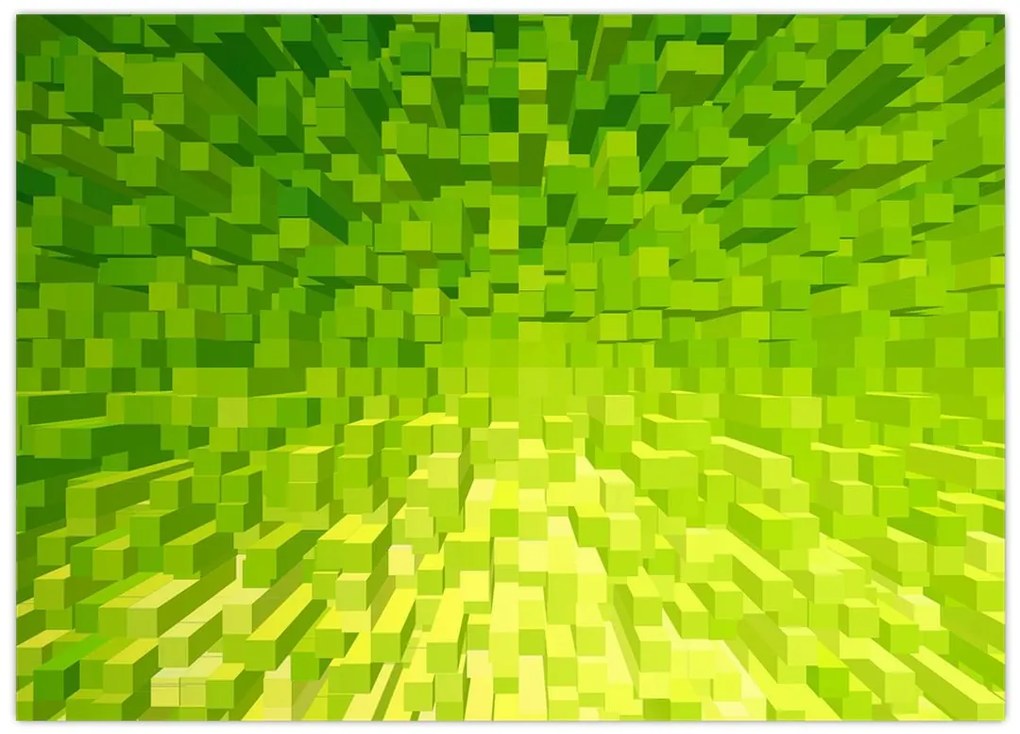 Obraz na szkle - żółto-zielone kostki (70x50 cm)