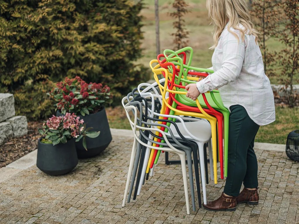 Zestaw 4 krzeseł plastikowych KATO, żółty