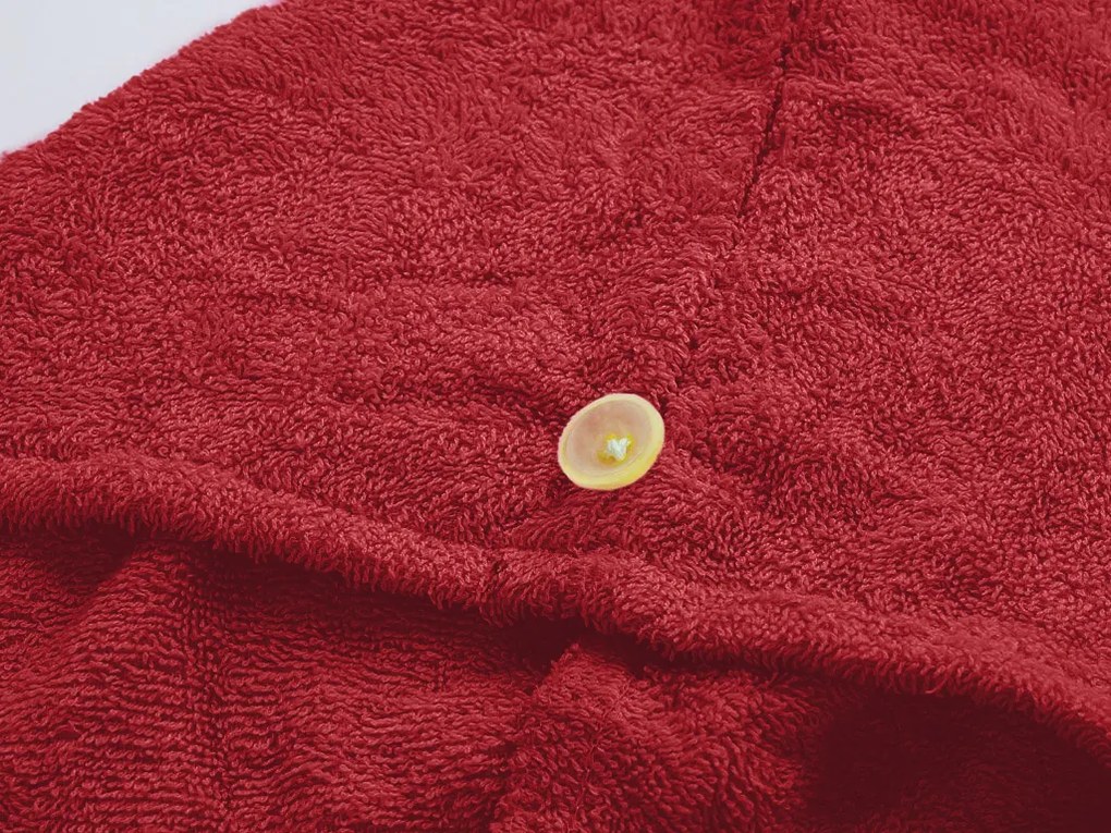 Szybkoschnący turban do włosów frotte czerwony, 100% bawełna