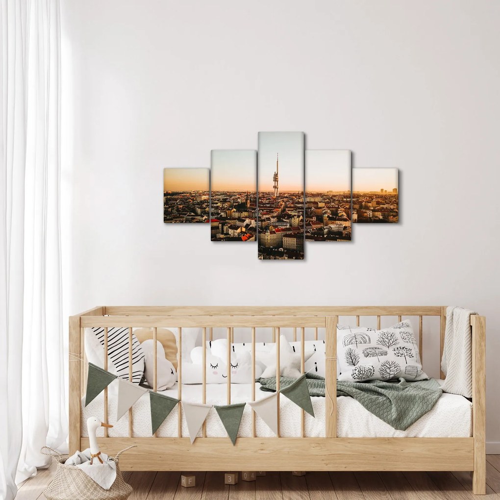 Obraz zachodu słońca nad Žižkov (125x70 cm)
