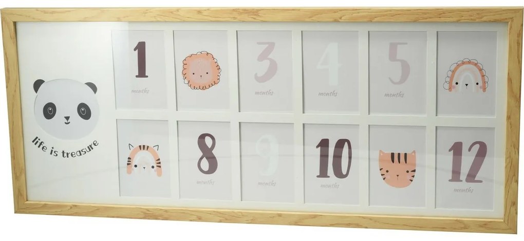 Ramka do zdjęć dla dzieci Panda, 60 x 25 x 1,8 cm, MDF, 12 x 6 x 9 cm