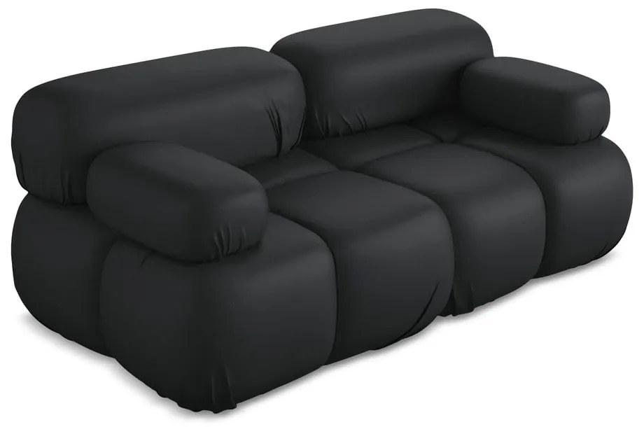 Czarna sofa modułowa z imitacji skóry 190 cm Lokua – Makamii