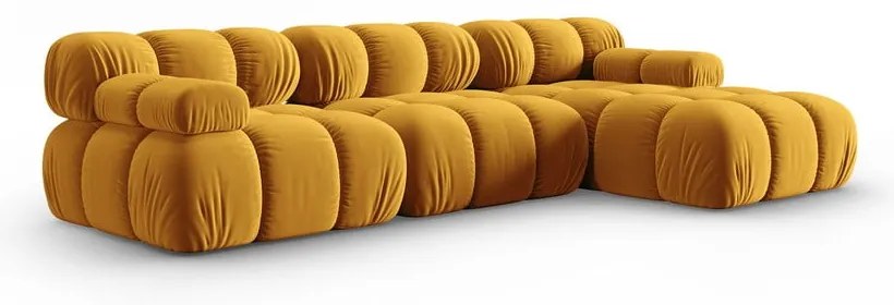 Żółta aksamitna sofa 285 cm Bellis – Micadoni Home