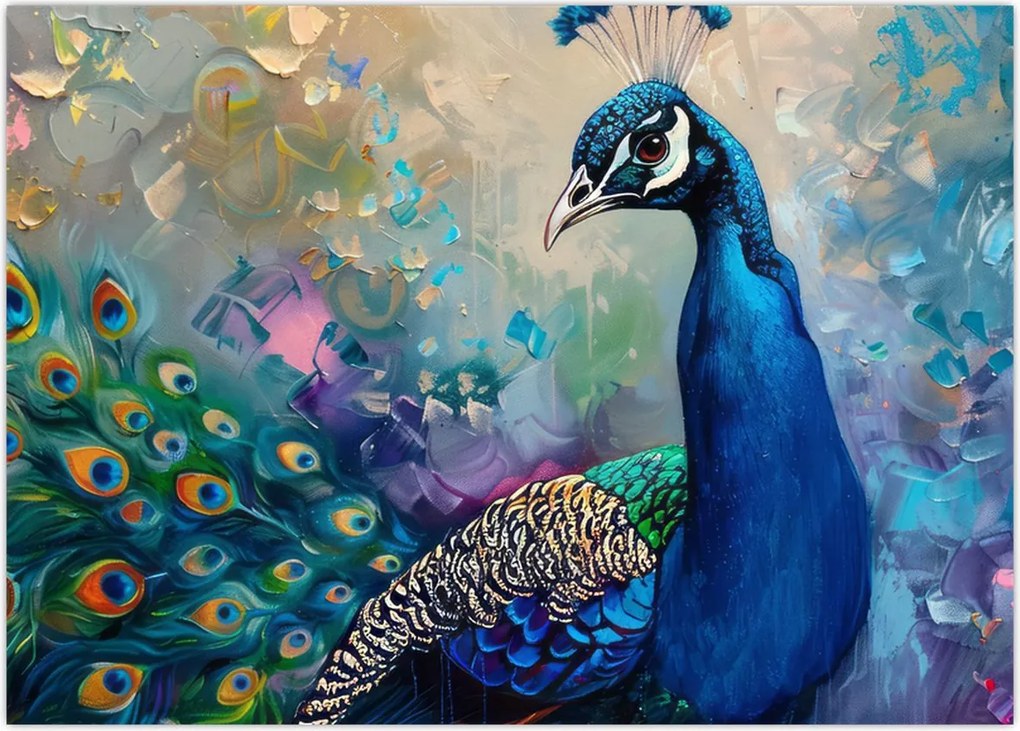 Obraz na szkle - Malowanie pawia (70x50 cm)