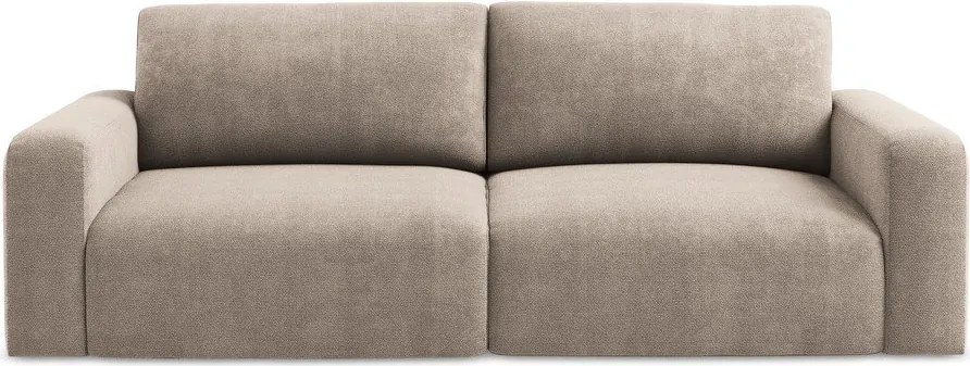 Beżowa rozkładana/ze schowkiem sofa z tkaniny szenilowej 252 cm Kona – Makamii