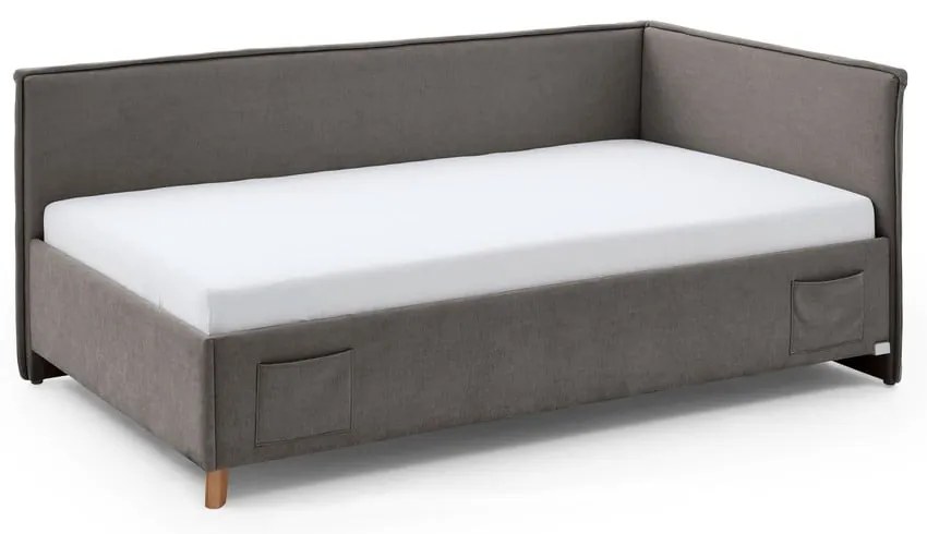 Szare narożne łóżko dziecięce ze schowkiem 140x200 cm Fun – Meise Möbel