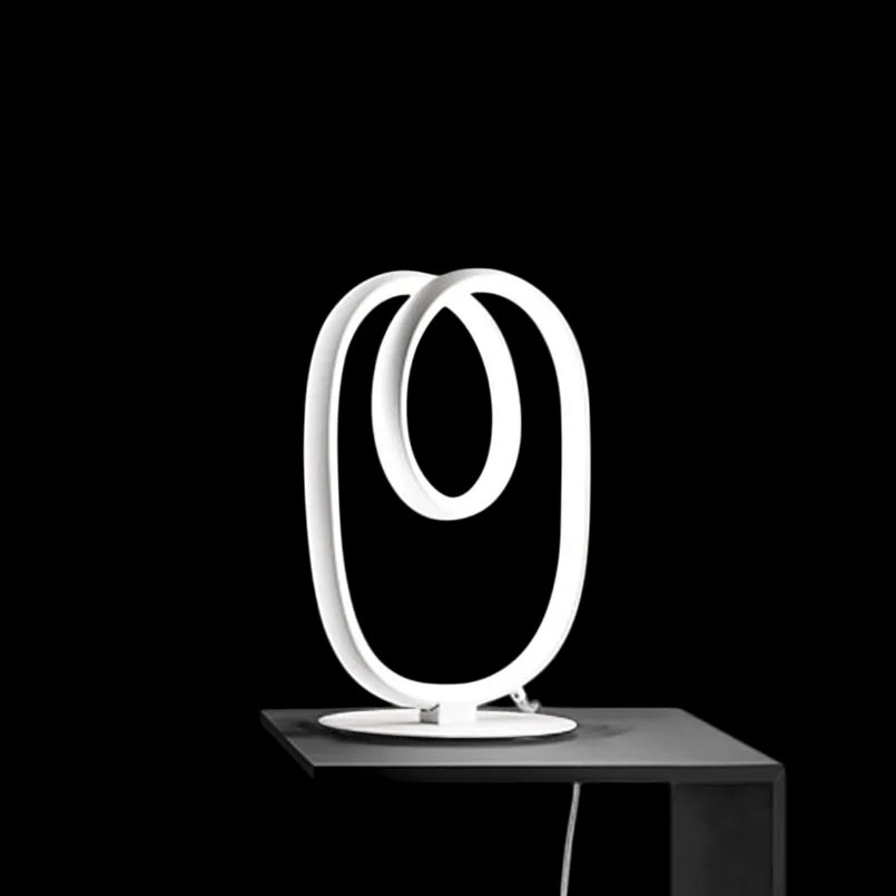 Diva - Nowoczesna lampa stołowa LED z funkcją ściemniania - Satynowe białe aluminium, dyfuzor z silikonu, ciepłe światło 3000K, 17W