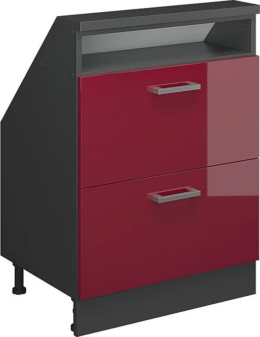 Szafka kuchenna na dach skośny czerwony połysk 60x46x81.6 r-line