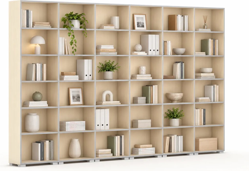 Biblioteka SILVER LINE, 6 kolumn, 2230 x 3600 x 400 mm, brzoza
