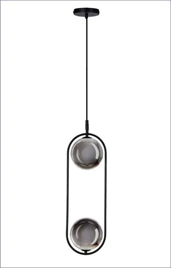 Podwójna czarna lampa wisząca z grafitowym kloszem C8-W63