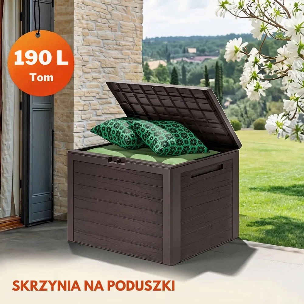 Pojemnik do przechowywania WOODEBOX, 190L, 78x44x55cm, ciemny brąz Prosperplast