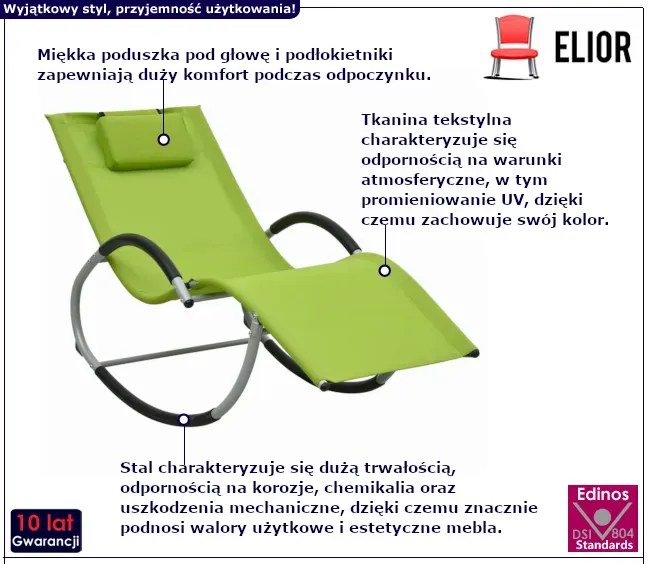 Zielony bujany leżak ogrodowy - Robzen