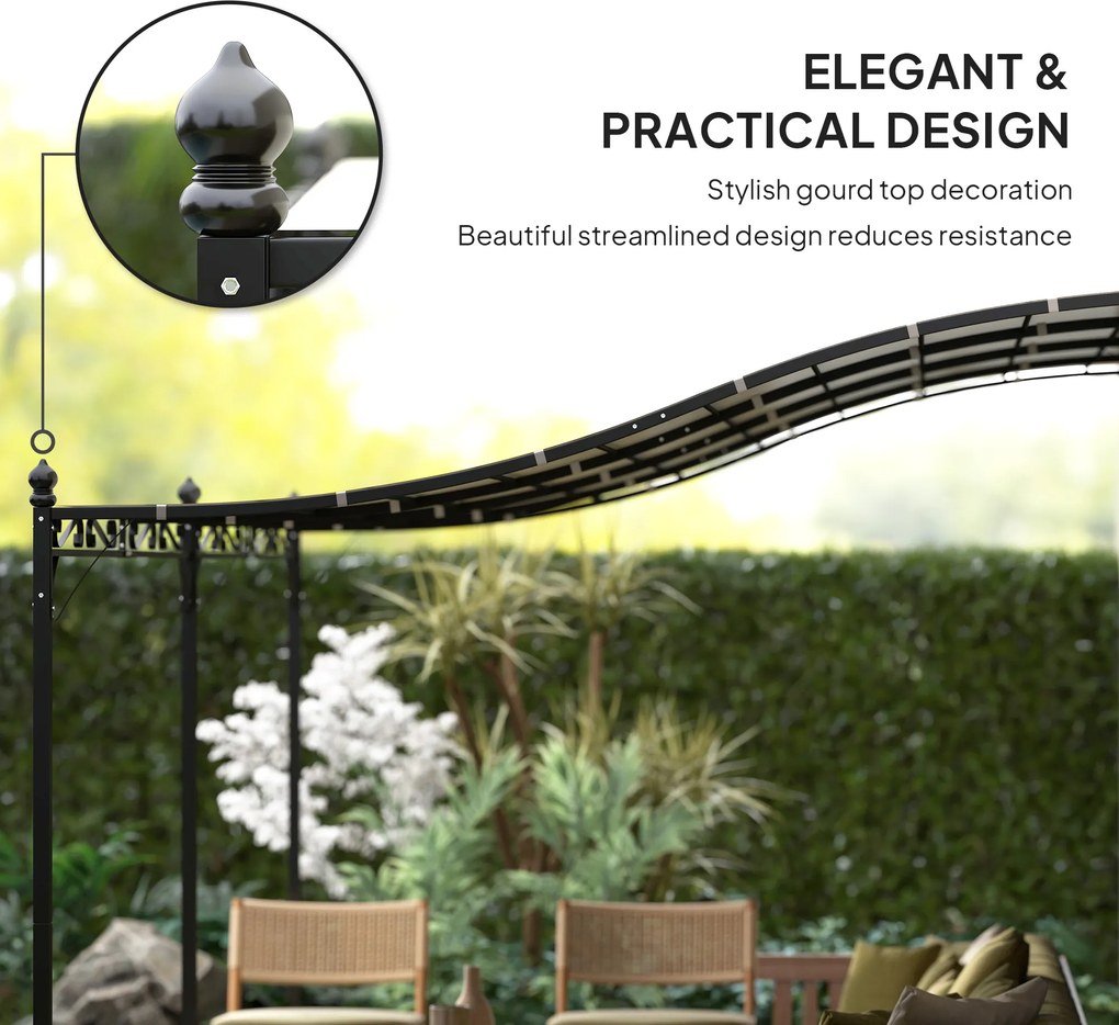 Outsunny Pergola 3 x 5 m, Elastyczne zadaszenie ogrodowe z wodoodporną płachtą i metalową ramą, Cieniujący dach, Kremowy