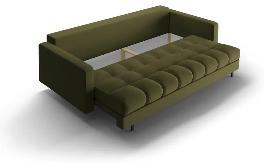 Zielona rozkładana sofa ze schowkiem 222 cm Bali – Cosmopolitan Design