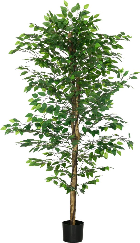 HOMCOM Sztuczny Ficus, realistyczny, łatwy w pielęgnacji, w komplecie z doniczką, wysokość 180 cm, Zielony