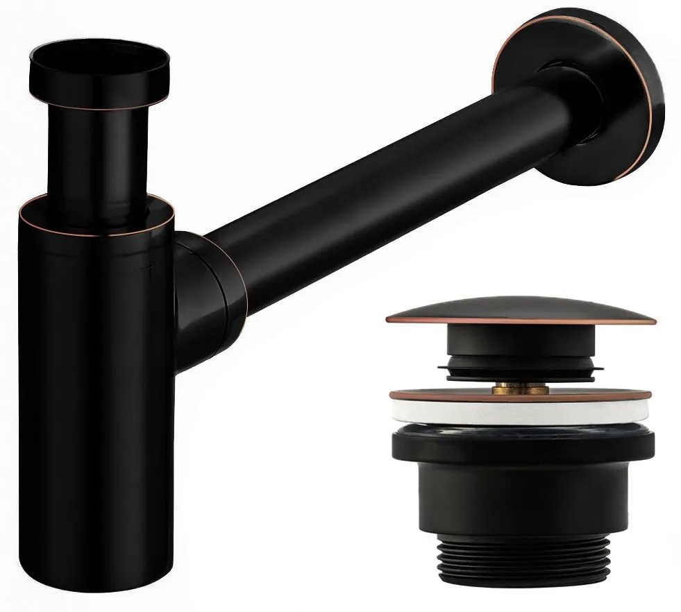 Syfon Umywalkowy Klik-Klak Uniwersalny Rea Czarny Postarzany