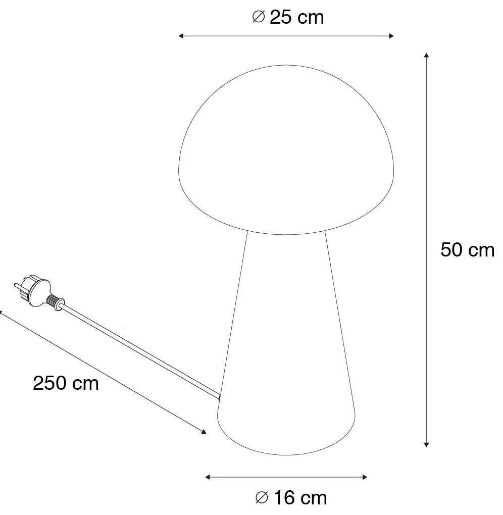 Zewnetrzna Lampa podłogowa zewnętrzna czarna 50 cm - MushroomDesignerski Oswietlenie zewnetrzne