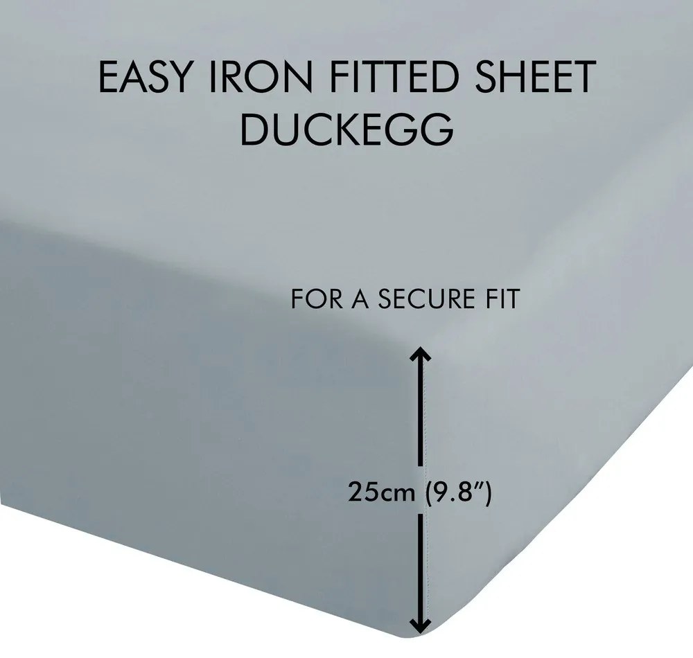 Szaroniebieskie prześcieradło z perkalu z gumką 150x200 cm Easy Iron Percale – Catherine Lansfield
