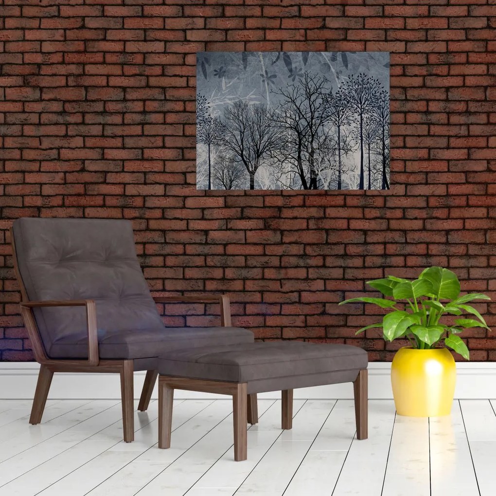 Obraz - Sylwetki drzew z liśćmi (70x50 cm)