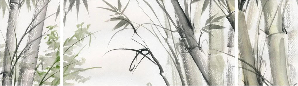 Obraz - Bambusy, rysunek (170x50 cm)