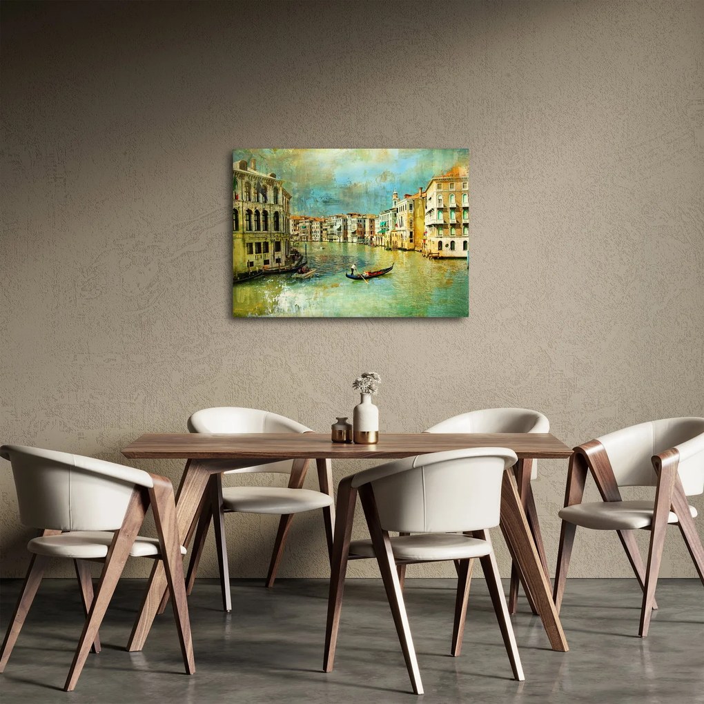 Obraz - Kanał wenecki i gondole (70x50 cm)