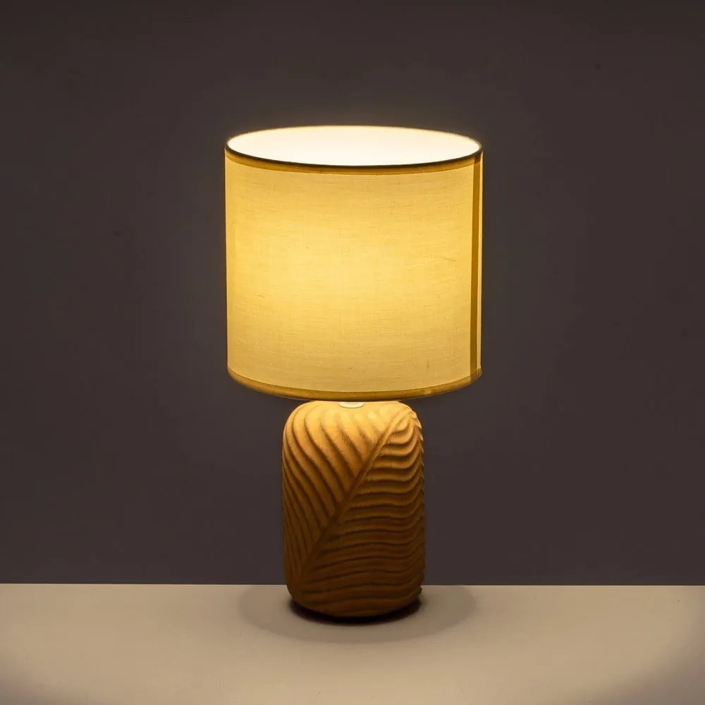 Ceglasto-kremowa lampa stołowa z tekstylnym kloszem (wysokość 39 cm) – Casa Selección