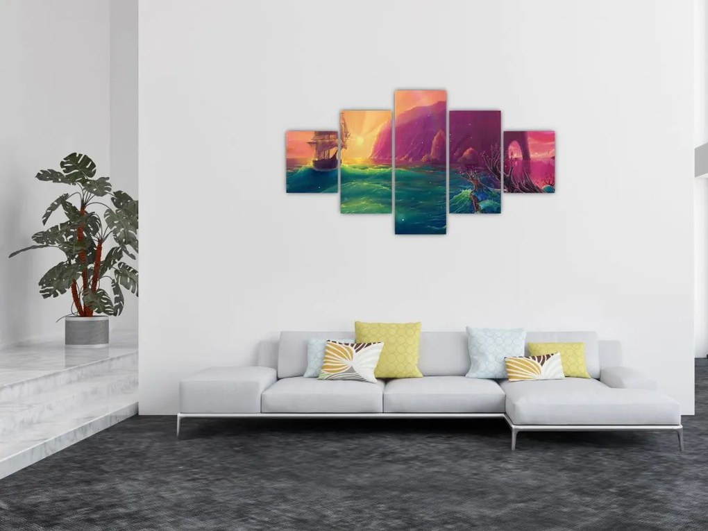 Obraz - Obraz olejny, Podróż do fantastycznego królestwa (125x70 cm)
