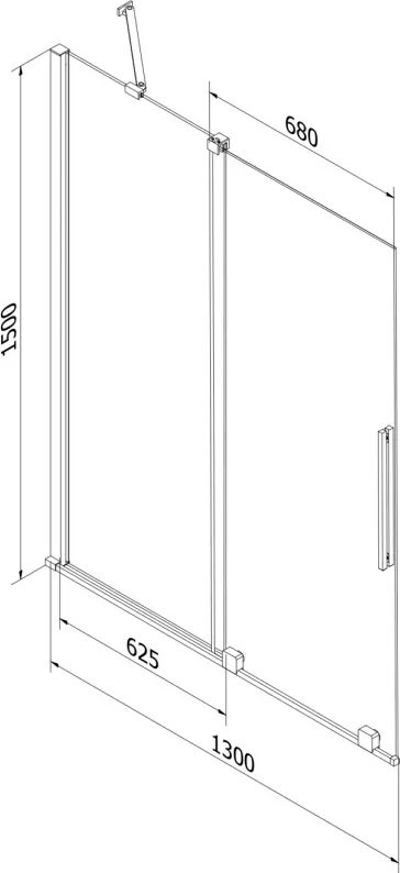 Mexen Velar parawan nawannowy 2-skrzydłowy rozsuwany 130 x 150 cm, transparent, czarny - 896-130-000-01-70