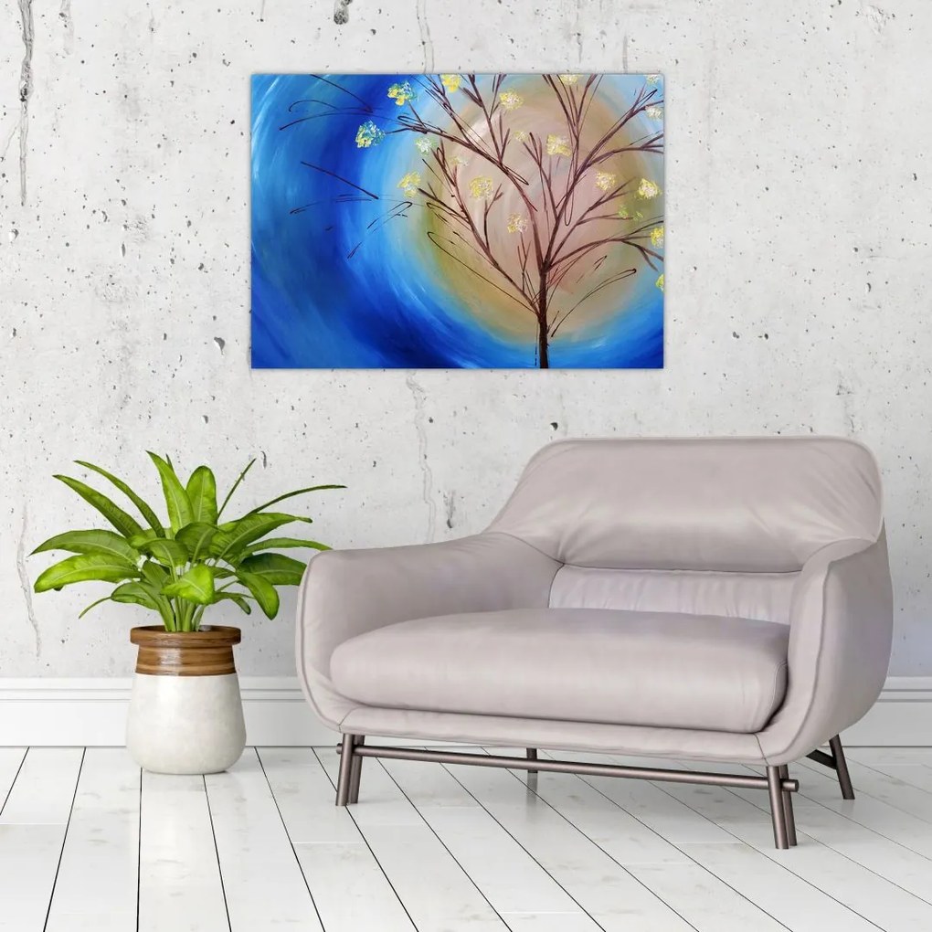Obraz na szkle - Drzewo zakrywające słońce (70x50 cm)