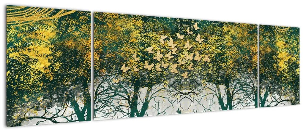 Obraz - Jelenie w zielonym lesie (170x50 cm)