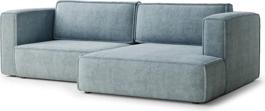 Jasnoniebieski rozkładany/ze schowkiem narożnik z tkaniny szenilowej (prawostronny/z szezlongiem) Velto – Maison de Rêve