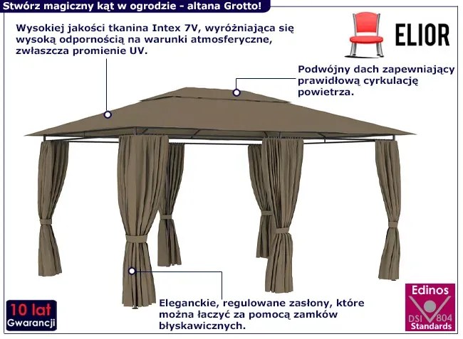 Nowoczesna altana do ogrodu taupe - Grotto