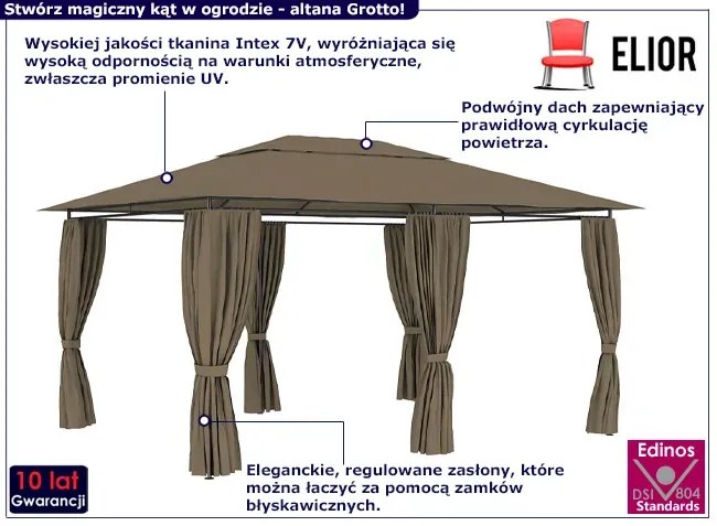 Nowoczesna altana do ogrodu taupe M2-M43