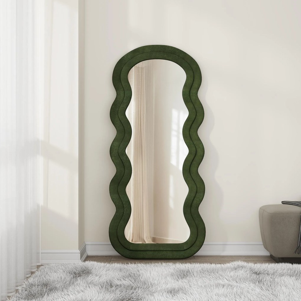 CONFETTO lustro stojące lub ścienne wiszące, oliwkowy welur 160/70/3 cm