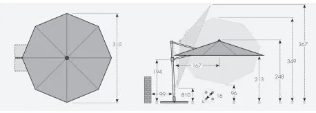 LIFE 310 cm – huśtawka ogrodowa z bocznym drążkiem : Substancja Desen - 827