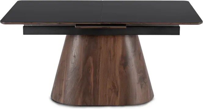 Stół Rozkładany Prostokątny LIZBONA 160-200 cm Ceramiczny Czarny/Orzech do Jadalni Loft