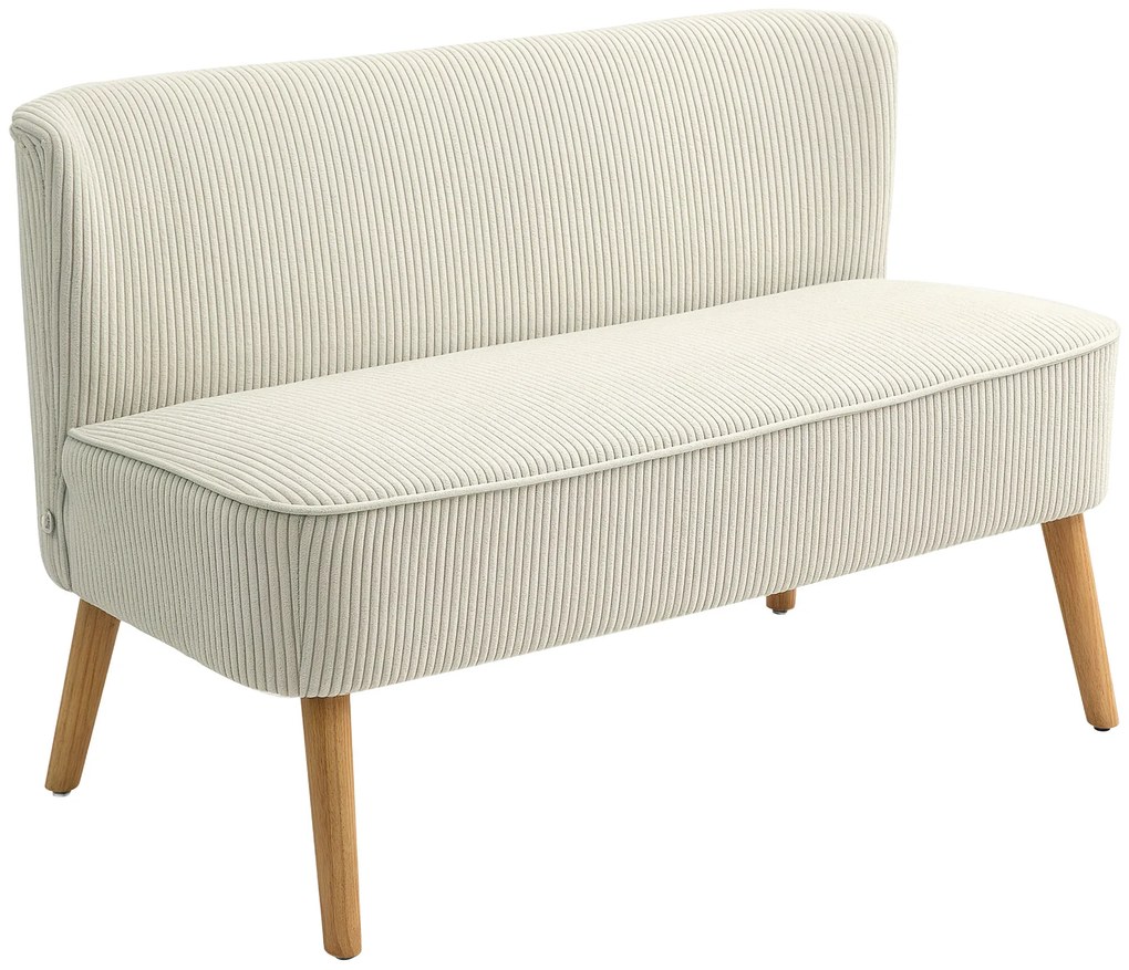 HOMCOM Dwuosobowa Kanapa, Miękkie Siedzisko, Łatwa w Utrzymaniu, Obciążenie do 150 kg, 117 x 56,5 x 77 cm, Kremowy