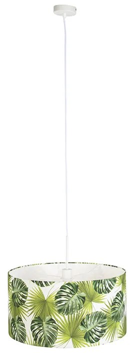 Botaniczna lampa wisząca biała z abażurem w kształcie liścia 50cm - Combi 1 Nowoczesny Oswietlenie wewnetrzne