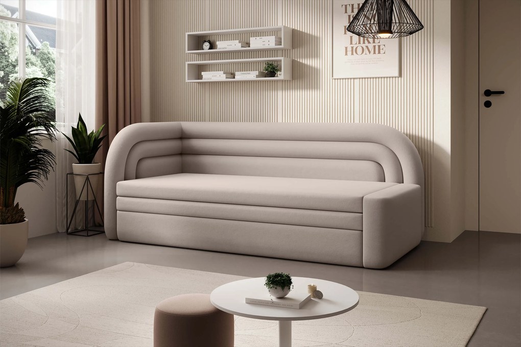 Beżowa rozkładana sofa 3-osobowa FABILLO Wersja: Lewy róg