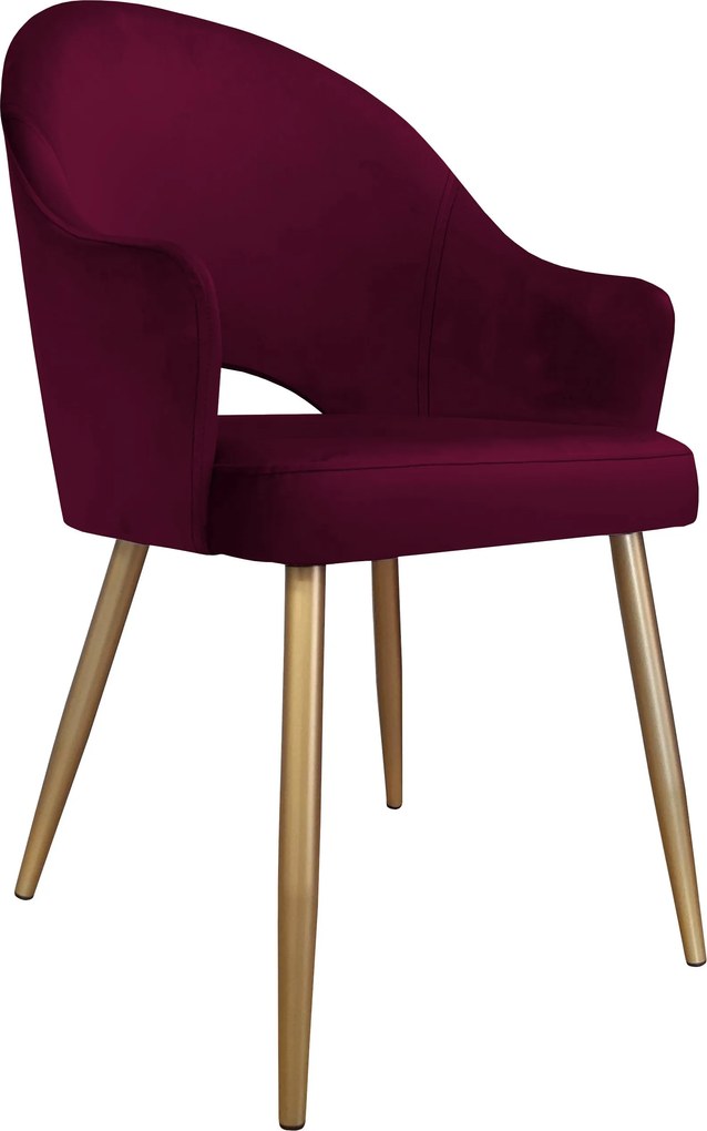 Krzesło Velvet tkanina Welur noga metalowa : Kolor nogi - Złota stożek, Kolor tkaniny - VELVET - MG02, Typ siedziska - Siedzisko stałe