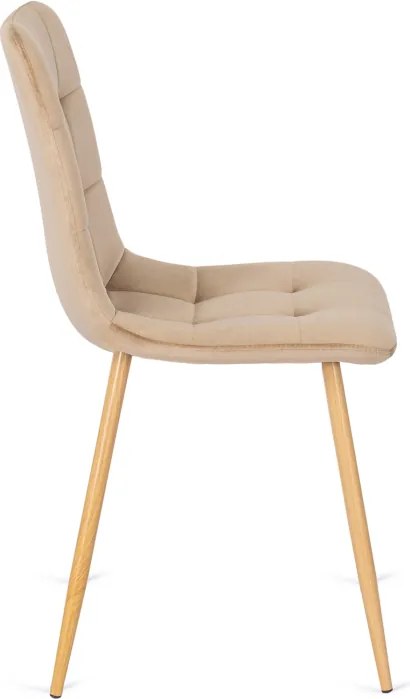 Krzesło Tapicerowane do Jadalni FREDY Beżowe Welurowe Nowoczesne Loft