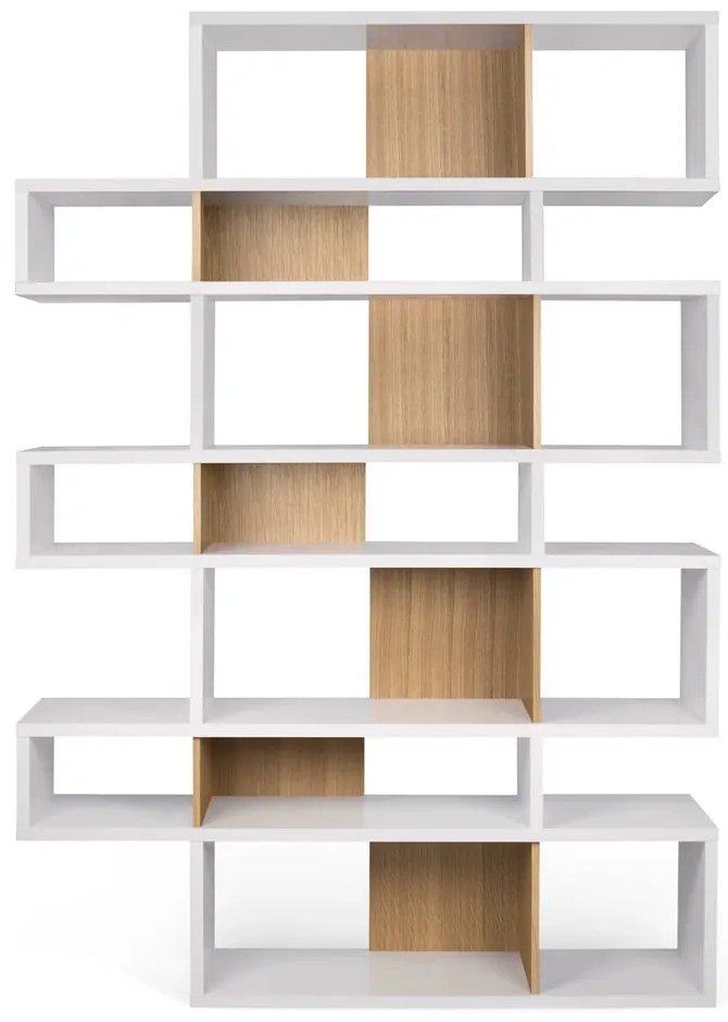 Biały regał z jasnobrązowymi detalami TemaHome London, wys. 220 cm