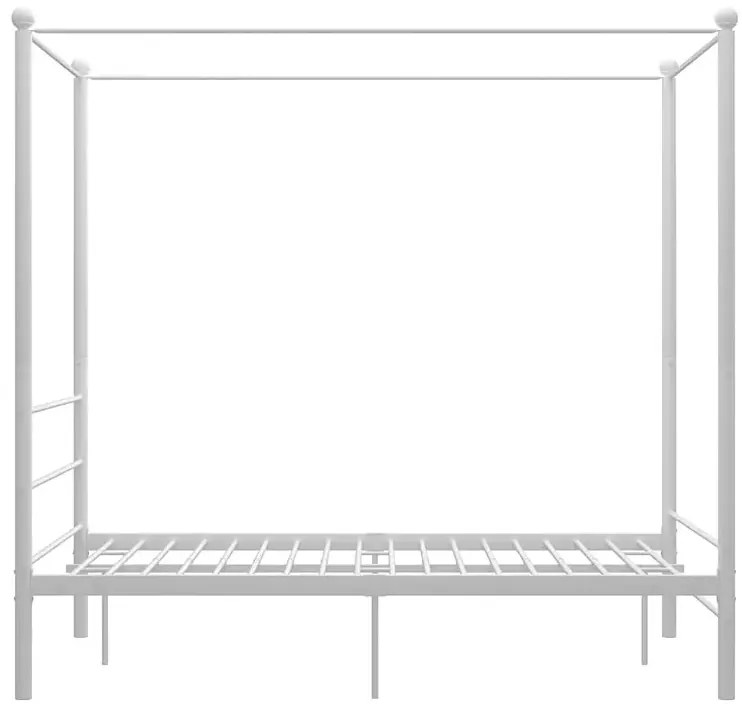 Białe podwójne łóżko z baldachimem 140x200 cm H7-R21