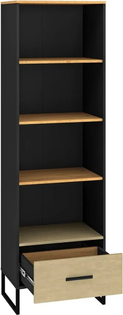 Regał wysoki COLIN 03 dąb złoty craft/czarny ML MEBLE