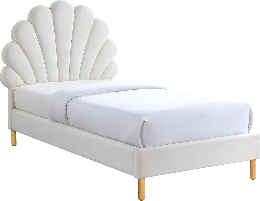 Łóżko muszelka  90 x 190 cm - Welur - Beżowe - MOANA